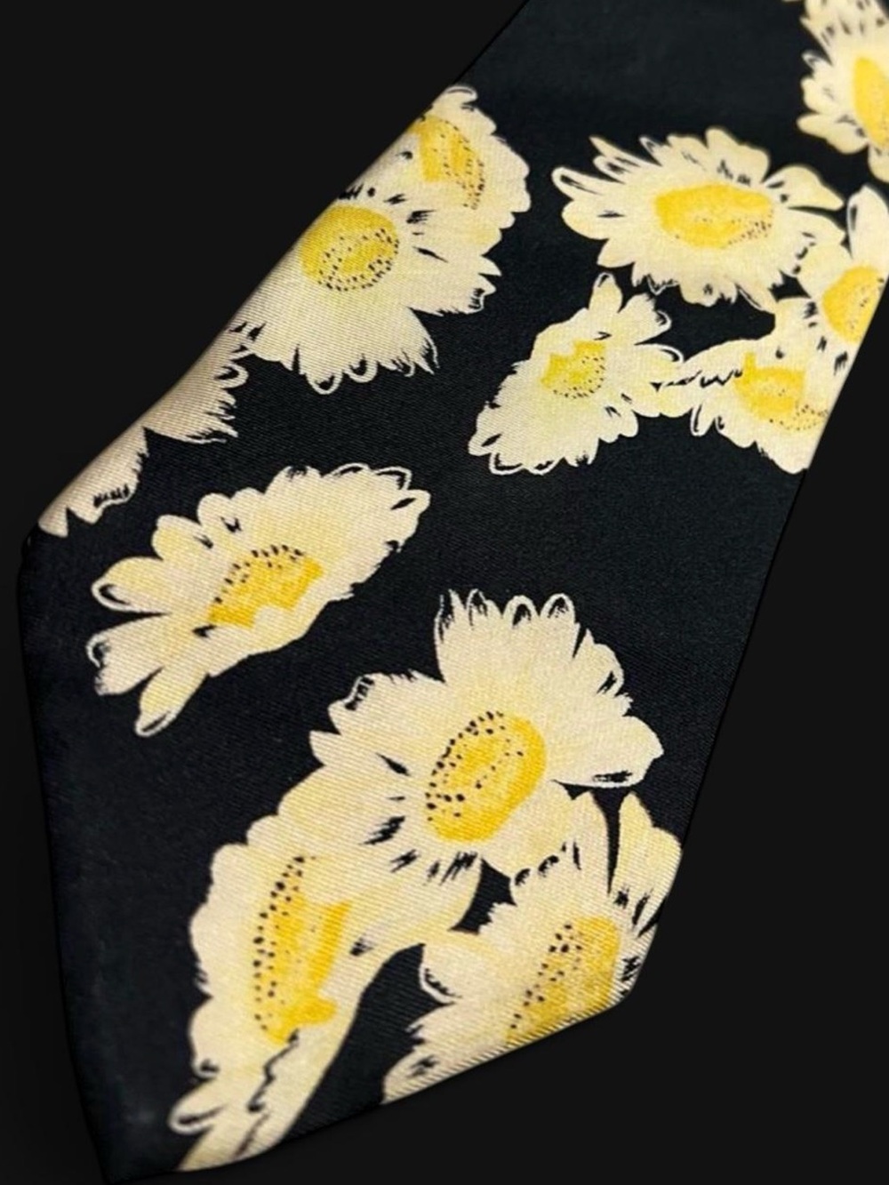 Black Floral Tie with Yellow Accents - Men's Accessory